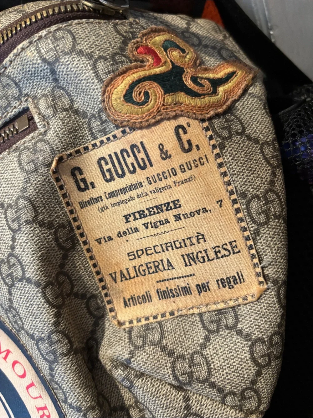 Gucci Beige Monogram Belt Bag with Colorful Patch Accents